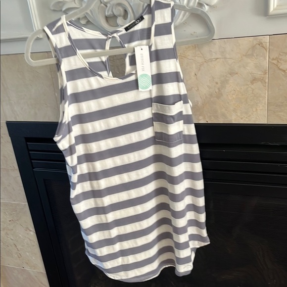 Papermoon Striped Tank Top in Gray and off white - Picture 1 of 6